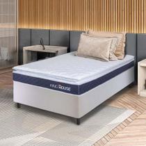 Conjunto Box Branco Durban Azul Espuma D28 Solteiro 88x188x57 - King House