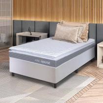 Conjunto Box Branco Durban Cinza Espuma D28 Solteiro 96x203x57 - King House