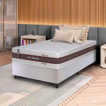 Conjunto Box Branco Mali Bege Molas Ensacadas Solteiro 96x203x70 - King House