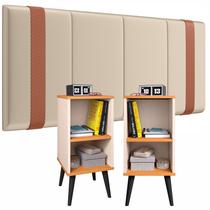 Conjunto Box Cabeceira Casal 1.40 Parise com detalhes 2un Mesa Cabeceira Charme