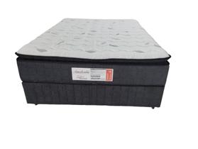 Conjunto Box Casal Amsterdã Molas Ensacadas com Espuma D33 1,38x1,88x0,68 Cinza