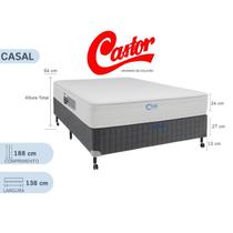 Conjunto Box Casal Castor Class New Colchão Tecnopedic One Face Molas com Base Box Silver Star Cinza 138x188