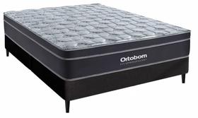 Conjunto Box Casal Fit Spring Pocket Ortobom com Base material sintético Preto (138x188)