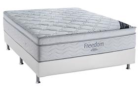 Conjunto Box Casal Freedom Ortobom com Base material sintético Branco (138x188x71)