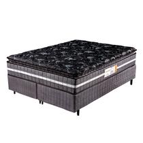 Conjunto Box Casal Queen Amsterdã Molas Ensacadas com Espuma D33 1,58x1,98x0,30 Preto