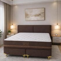 Conjunto Box Casal Queen Size Jasmim Plus Chocolate Brinde 2 Travessiros Cama Casal Lançamento Molas ensacadas 158x198x70 Conjunto Box Casal Queen Size Jasmim Plus Chocolate Brinde 2 Travessiros Cama Casal Lançamento Molas ensacadas 158x198x70
