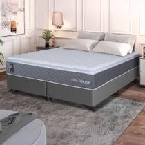 Conjunto Box Cinza Argel Cinza Espuma D33 King 193x203x67 - King House
