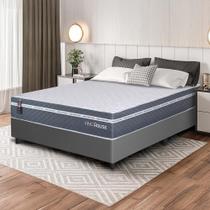 Conjunto Box Cinza Cairo Cinza Molas Ensacadas Casal 138x188x64 - King House Conjunto Box Cinza Cairo Cinza Molas Ensacadas Casal 138x188x64 - King House