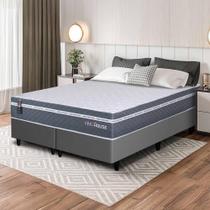 Conjunto Box Cinza Cairo Cinza Molas Ensacadas Queen 158x198x64 - King House Conjunto Box Cinza Cairo Cinza Molas Ensacadas Queen 158x198x64 - King House
