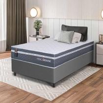 Conjunto Box Cinza Cairo Cinza Molas Ensacadas Solteiro 88x188x64 - King House Conjunto Box Cinza Cairo Cinza Molas Ensacadas Solteiro 88x188x64 - King House