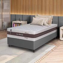 Conjunto Box Cinza Mali Bege Molas Ensacadas Solteiro 88x188x70 - King House Conjunto Box Cinza Mali Bege Molas Ensacadas Solteiro 88x188x70 - King House