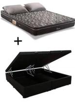 Conjunto: box com baú bipartido preto + colchão troya molas bonel herval casal 138x188x66 Conjunto: box com baú bipartido preto + colchão troya molas bonel herval casal 138x188x66