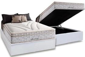 Conjunto: box com baú branco + colchão american molas maxspring herval casal 138x188x79