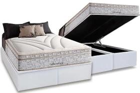 Conjunto: box com baú branco + colchão american molas maxspring queen 158x198x79