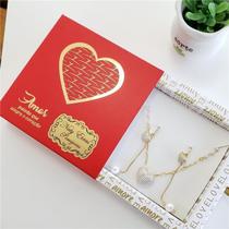 Conjunto box desejos amor colar e brinco coração com pérolas
