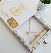 Conjunto box desejos prosperidade colar ferradura e pulseira saco de dinheiro