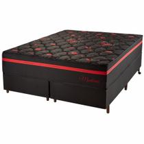 Conjunto Box e Colchão Casal Queen Size Hellen Montana com molas ensacadas 1.58 - Preto/Vermelho Conjunto Box e Colchão Casal Queen Size Hellen Montana com molas ensacadas 1.58 - Preto/Vermelho