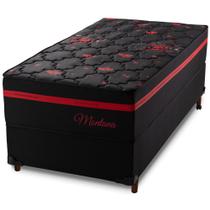 Conjunto Box e Colchão Solteiro Hellen Montana com molas ensacadas 88 cm - Preto/Vermelho Conjunto Box e Colchão Solteiro Hellen Montana com molas ensacadas 88 cm - Preto/Vermelho