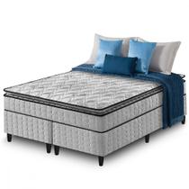 Conjunto Box King Cinza Zidi Hanover One Ortopédico Espuma D33 Pillow Top 193x203x59cm
