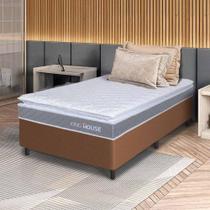 Conjunto Box Marrom Durban Cinza Espuma D28 Solteiro 96x203x57 - King House