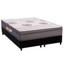 Conjunto Box Queen: Colchão Anatômico Polar D28 OrthoPremium Grey + Base CRC Suede Black (158x198)