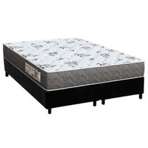 Conjunto Box Queen: Colchão Espuma Orthoflex D33 ComfortPedic Black + Base CRC Suede Black(158x198)