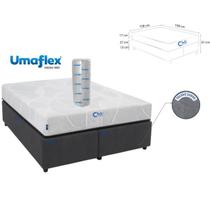 Conjunto Box Queen com Colchão Fit Firm Espuma D33 158x198 Base Bipartida Suede Fácil de Transportar