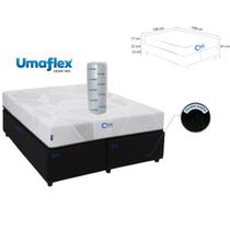 Conjunto Box Queen com Colchão Fit Firm Espuma D33 158x198 Base Bipartida Suede Fácil de Transportar