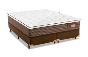 Conjunto Box Queen Size Evolution Reconflex com Base material sintético Marrom (158x198x71)