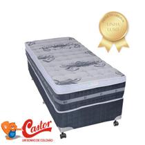 Conjunto Box Solteiro Castor Colchão Silver Star Tecnopedic One Face 88x188x72 - Linha Alta e Confortável