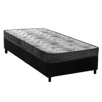 Conjunto Box Solteiro: Colchão Espuma Paropas D45 Pasquale Wave Black + Base CRC Suede Black (88x188)