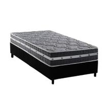 Conjunto Box Solteiro: Colchão Molas D Angelis Anjos Ensacadas Black Graphite + Base CRC Suede Gray (88x188)