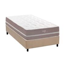 Conjunto Box Solteiro: Colchão Molas Herval Maxspring Livorno + Base CRC Suede Clean (88x188)