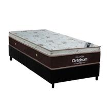 Conjunto Box Solteiro: Colchão Molas Ortobom SuperPocket Sleep King + Base CRC Suede Black(88x188)