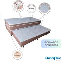 Conjunto Box Solteiro Conjugado c/ cama Auxiliar Molas Ensacadas Milão Umaflex 88x188x62cm - Confortável - Móvel Funcional