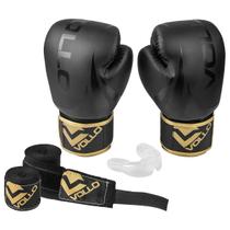 Conjunto Boxe E Muay Thai Training Luva 10oz Protetor Bucal E Bandagem 3M Vollo