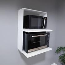 Conjunto Branco Clean: Suporte de Microondas e Forno + Mesa de Jantar 80x80 - Praticidade e Sofisticação em Cada Detalhe