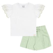 Conjunto Branco Infantil Pulla Bulla Menina - 53430-3 Conjunto Branco Infantil Pulla Bulla Menina - 53430-3