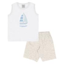 Conjunto Branco Primeiros Passos Menino - 53369-3 Conjunto Branco Primeiros Passos Menino - 53369-3