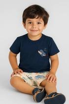 Conjunto Brandili Infantil Masculino com Camiseta Tubarão e Bermuda Estampada