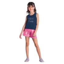 Conjunto Brandili Infantil Verão Menina Cropped e Short Meia Malha Sofisticado e Moderno