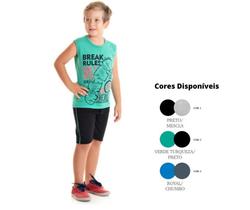 Conjunto Break Rules Infantil Verão Camisa e Short Camiseta Regata com Bermuda kit 2 peças Baby Boy Bebe