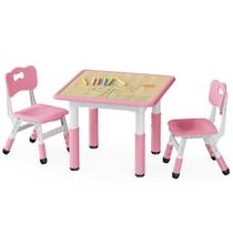 Conjunto Brelley de Mesa Infantil e 2 Cadeiras Ajustáveis Rosa Conjunto Brelley de Mesa Infantil e 2 Cadeiras Ajustáveis Rosa