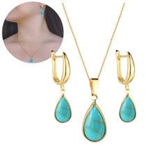 Conjunto Brinco Argola Colar Banhado Antialérgico Semijoia Conjunto Brinco Argola Colar Banhado Antialérgico Semijoia