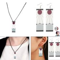 Conjunto Brinco + Colar Demon Slayer Tanjiro Anime Cosplay Conjunto Brinco + Colar Demon Slayer Tanjiro Anime Cosplay