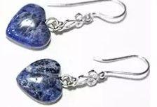 Conjunto Brinco Colar NLux Coração Sodalita Azul Prata 950