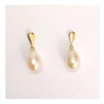 Conjunto Brinco Corrente E Pingente Pérola Biwa Ouro 18k 750