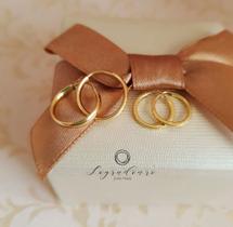 Conjunto Brinco De Ouro 18k Argola Aro Redondo 1g