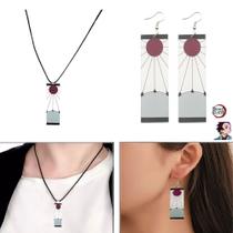 Conjunto Brinco E Colar Demon Slayer Tanjiro Anime Cosplay Conjunto Brinco E Colar Demon Slayer Tanjiro Anime Cosplay