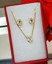 Conjunto brinco e colar gota zircônia Conjunto brinco e colar gota zircônia
